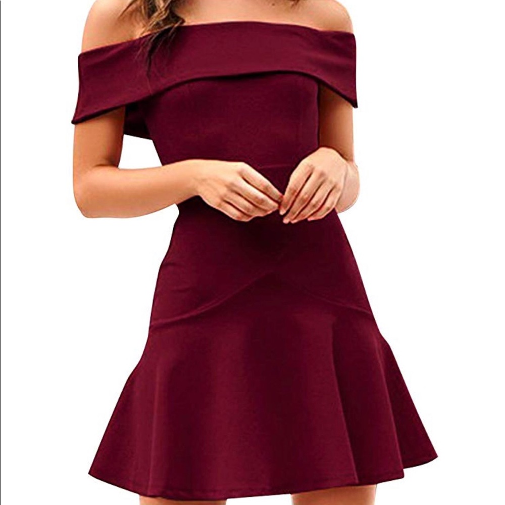 Off the shoulders red dress